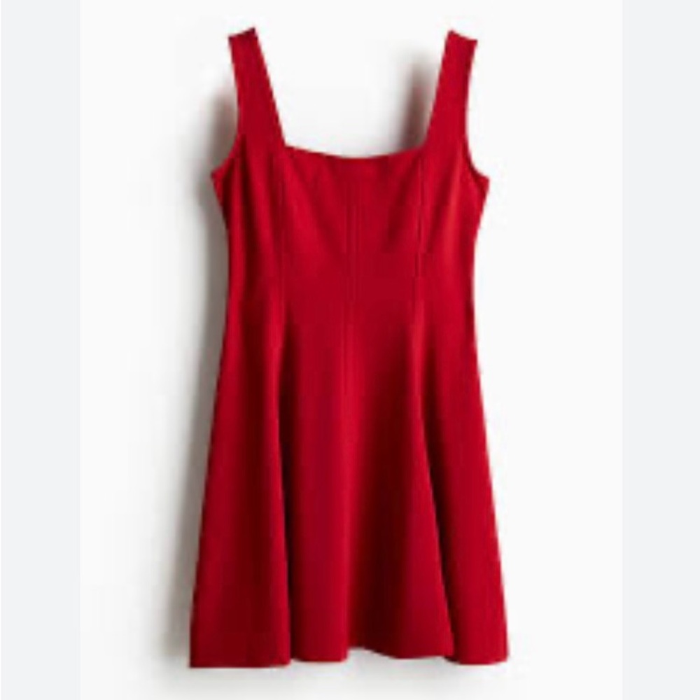 H&M NWT Square Jersey Stretchy Dress Dark Burgundy XXL Elegant Sleeveless Dress - Picture 3 of 12